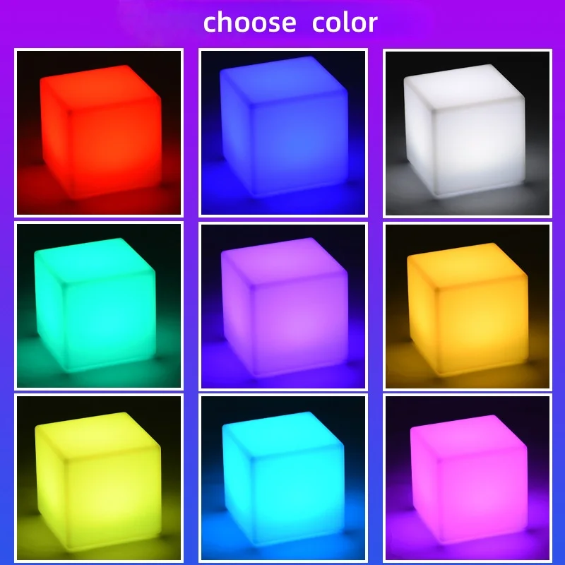 Solar Led Stools Modern LED Luminous Cube Stool Solar Square Light Made of Plastic for ...