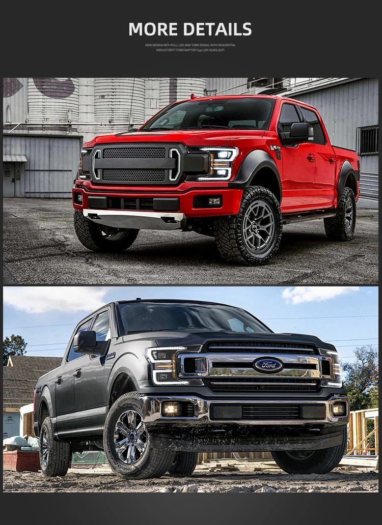 vland 批发动态转向信号全 led lobo 头灯 2018 2019 led 大灯福特