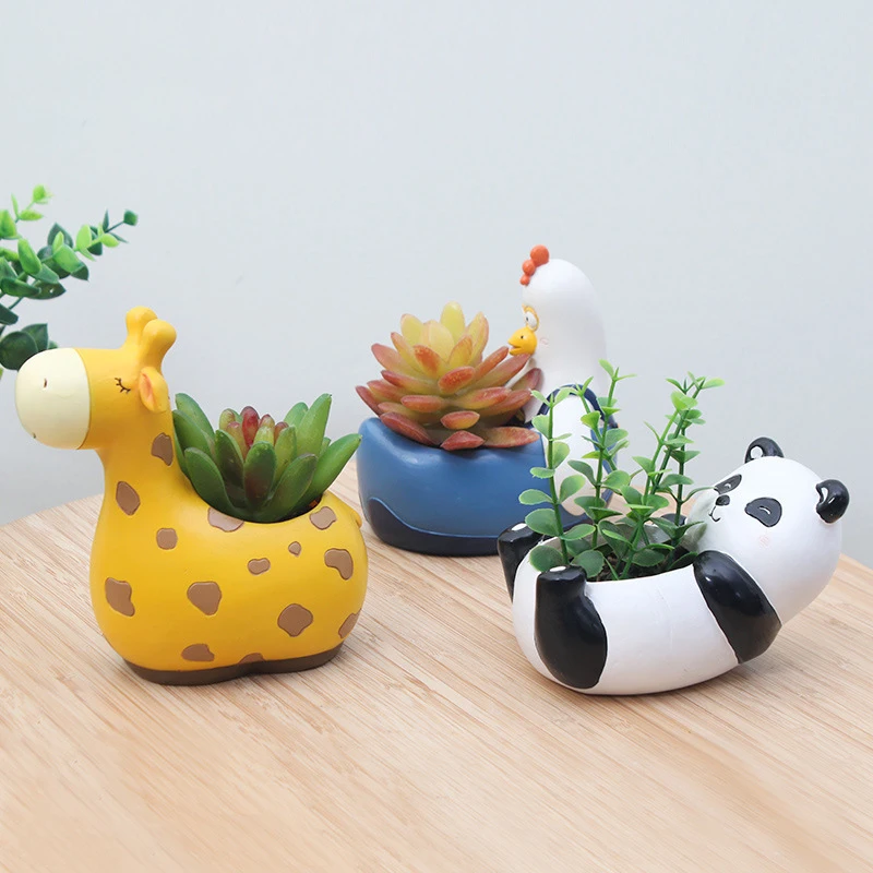Animal Resin Plant Pot Decorative Desktop Flower Pot Mini Bonsai Planter Home 