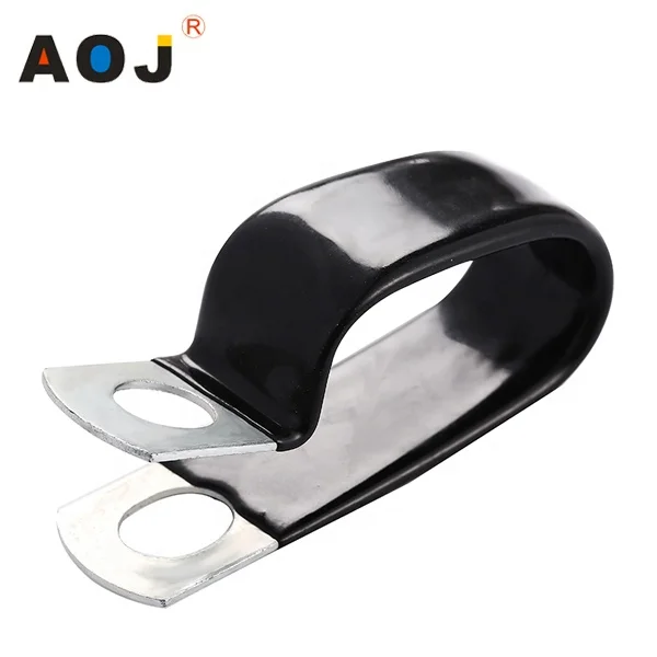
stainless steel fixing pipe P tube rubber coated clamping clip 