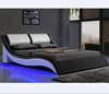 1187-1 Italian design double/king zise s shape upholstered bed with LED