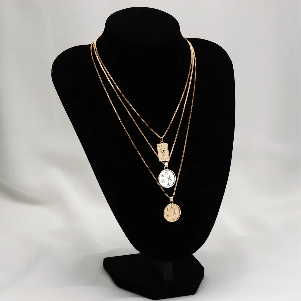 眼镜  珠宝 项链 2020 时尚新款男女个性简约金色魅力五角星多层头像