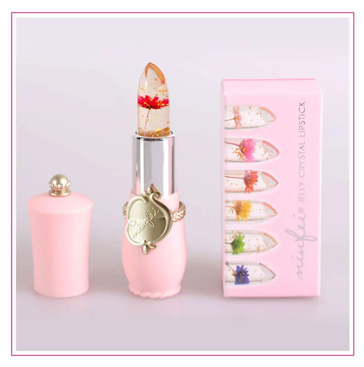 Moisturizer Long-lasting Jelly Flower Lipstick Makeup Temperature Changed Colorful Lip Blam Pink Transparent Wholesale