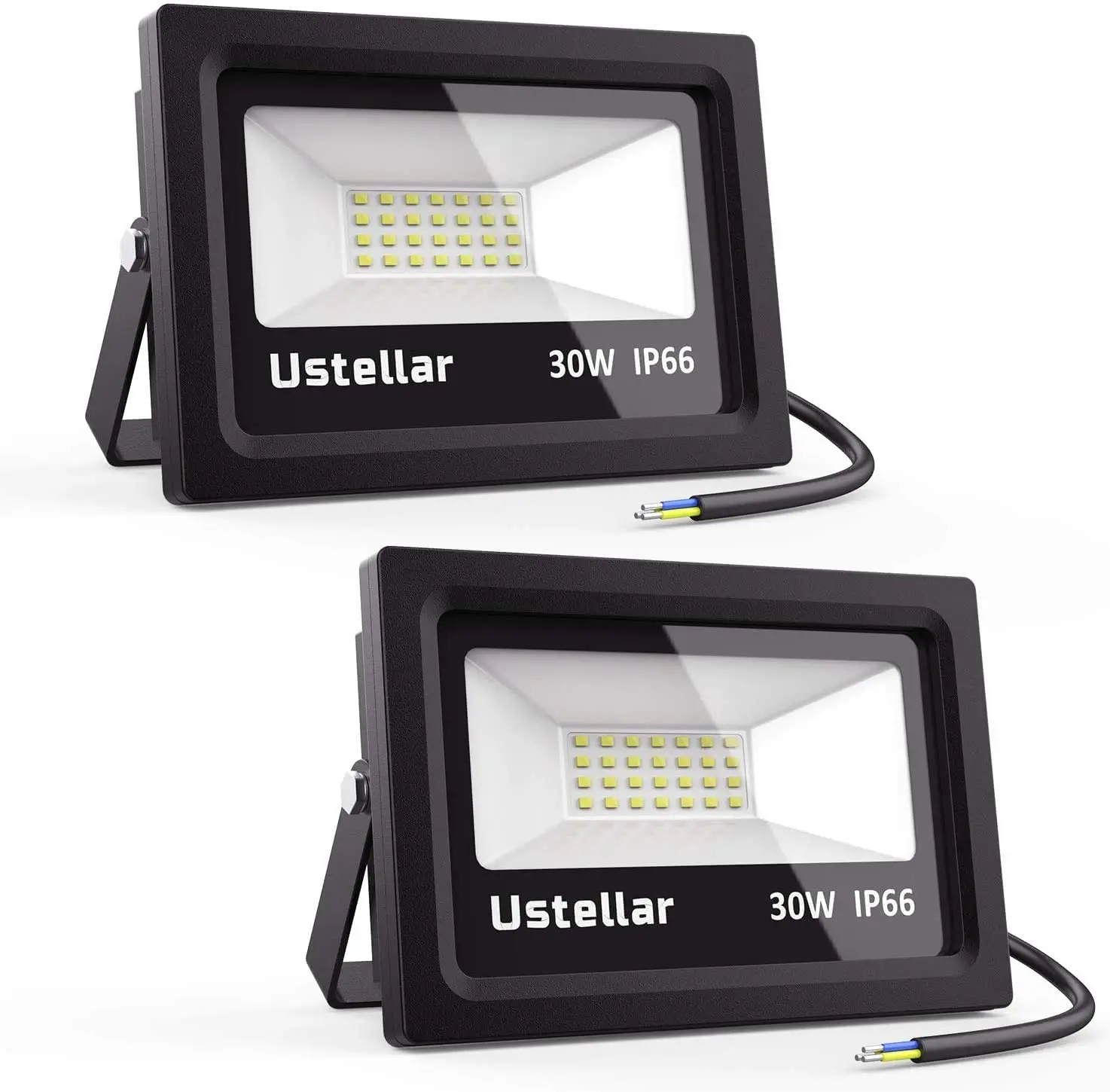 2Pack 30W LED Flood Light, IP66 Waterproof, 2100lm, 150W Halogen Bulb Equivalent Outdoor Super Bright Security Lights