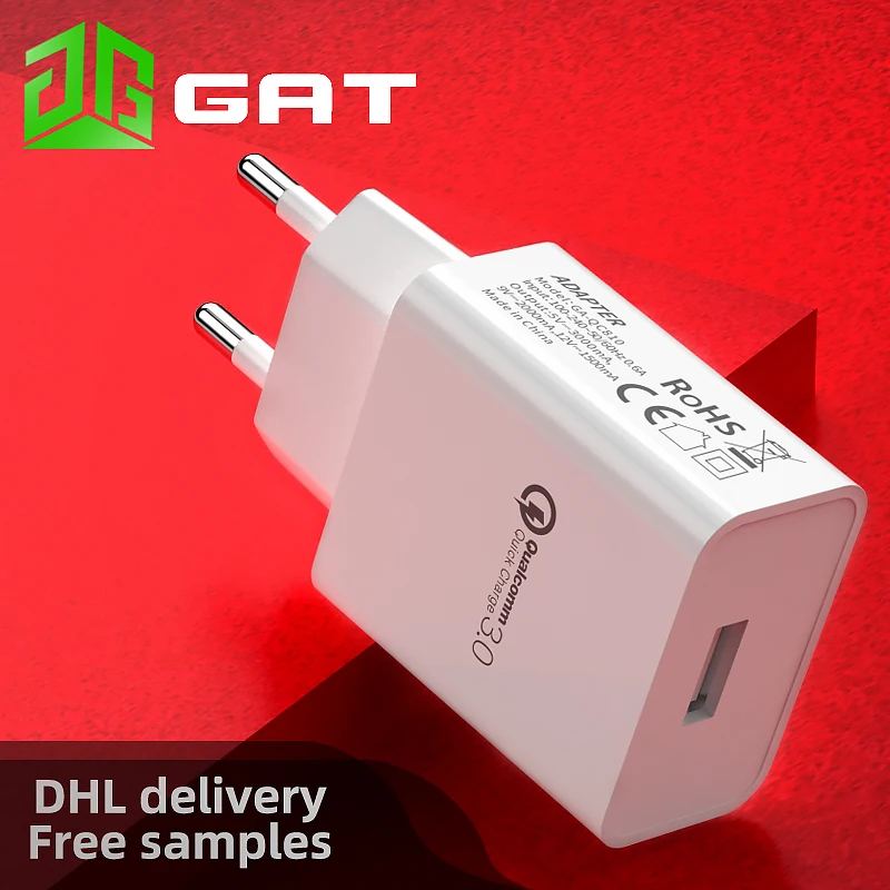 
QC3.0 European standard CE RoHS GS certified EU Quick charger for mobile phone USB charger Wall charger 