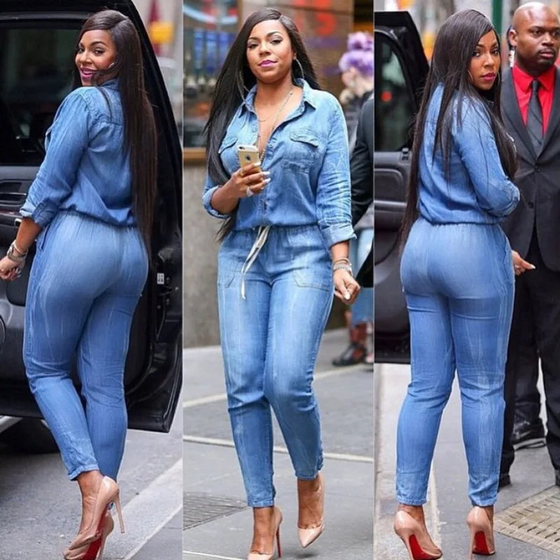 full body jean jumpsuit