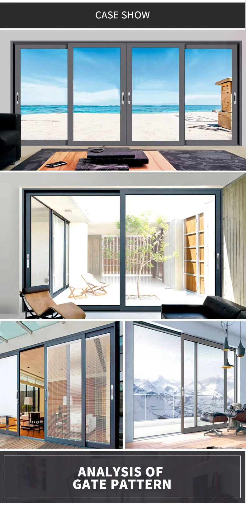 New Arrival Thermal Break Double Triple Glazed glass doors windows Titanium magnesium alloy sliding door for room and patio