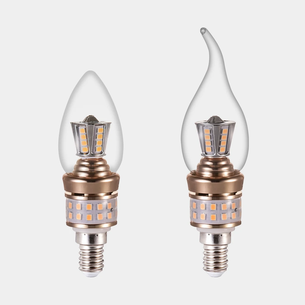 189-New Design Up and down light series Color changing bulb E14 10W  candle bulbs Golden edge