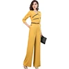 New Arrival Fashion Jumpsuit For Women V Neck Yellow Temperament Trousers