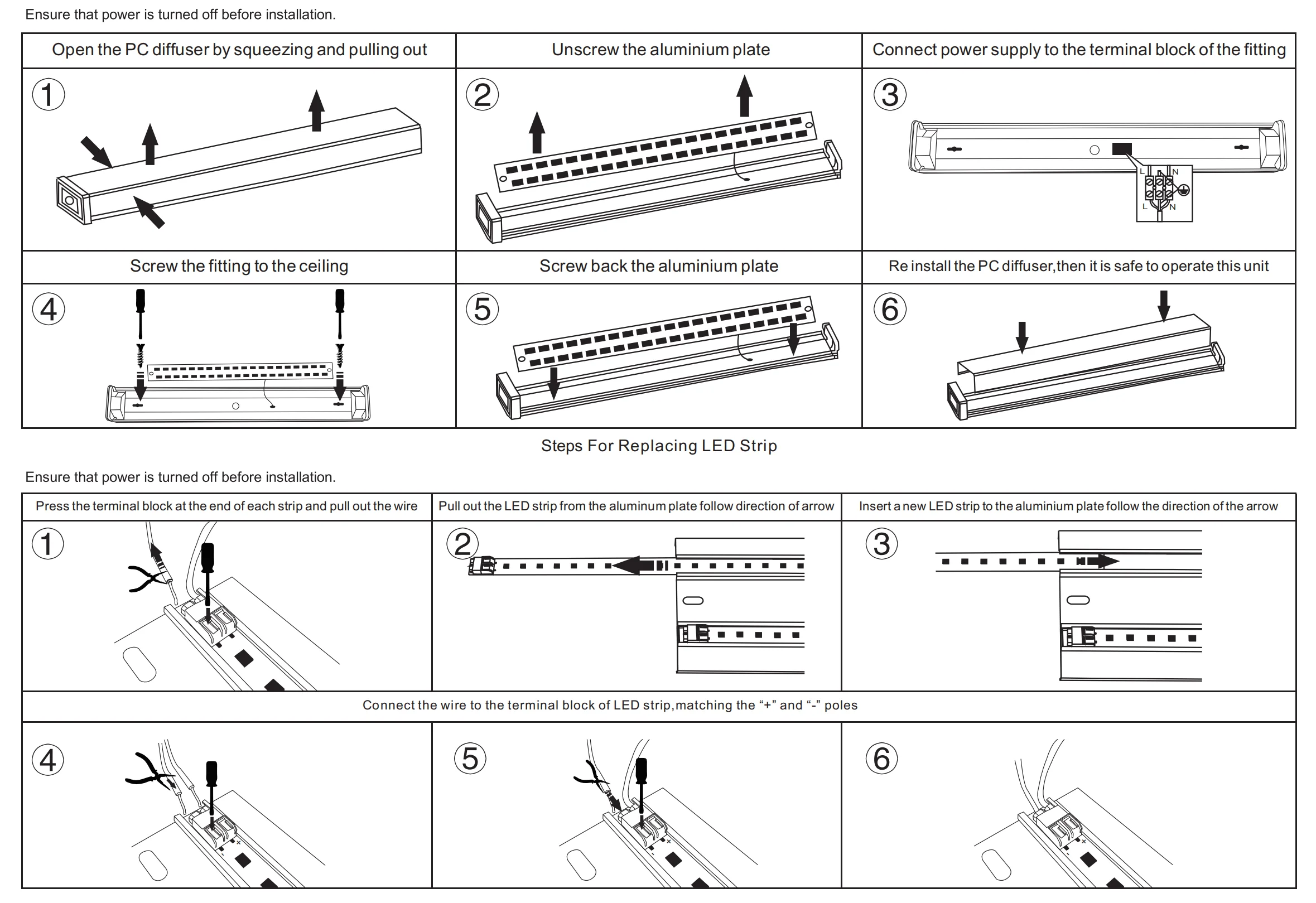 Replace Fluorescent 20w 40w 50w 60w 2ft 4ft Dimmable Linear Lighting