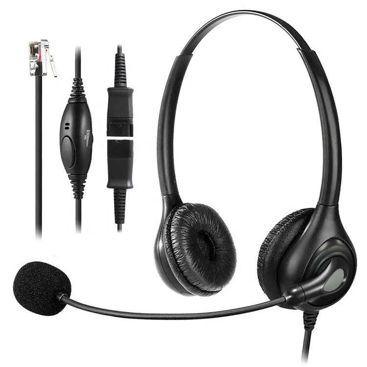 Rj9 Plug Call Center Telephone Headset With Microphone For Landline