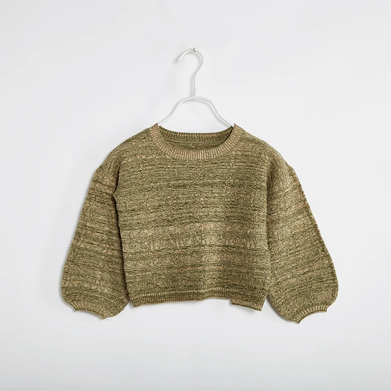 
2020 Custom Winter Kids Knit Puff Sleeve Designed Cotton Knit Pullover Boys School Sweaters 