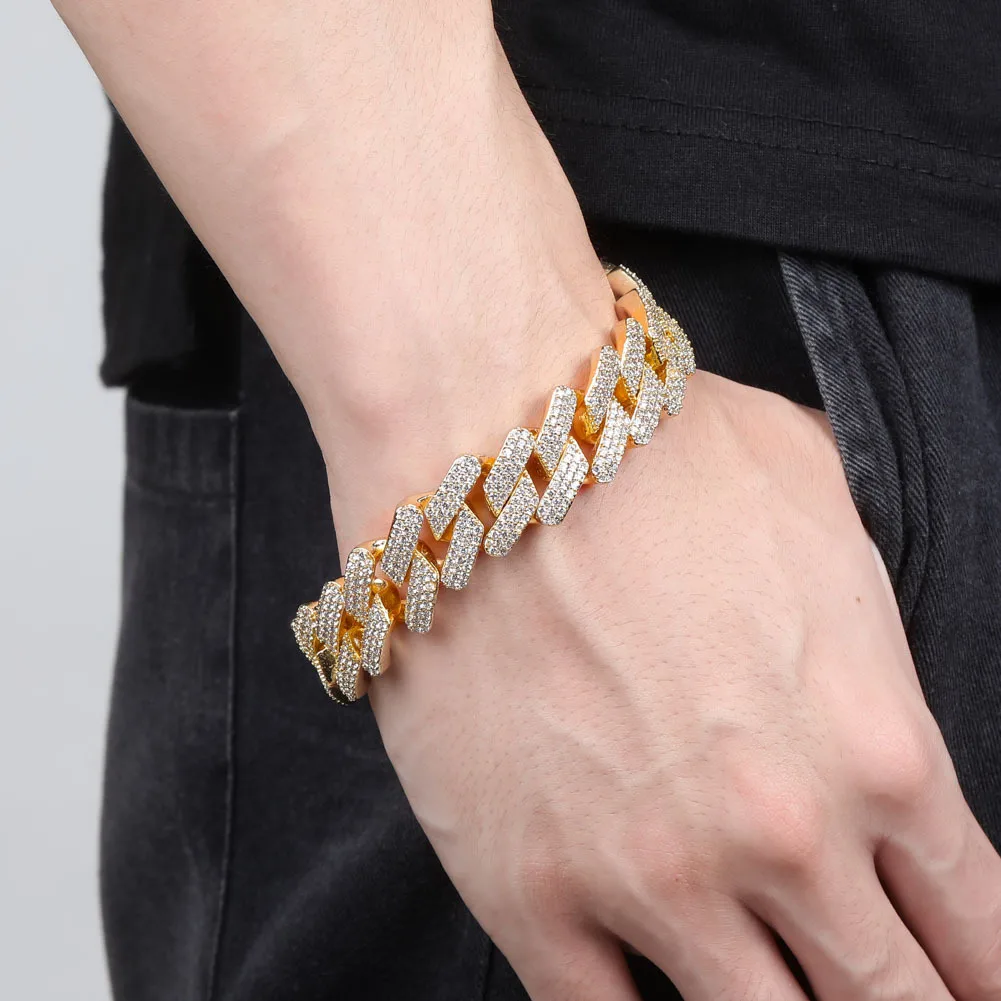 beiyan jewelry 2020新品上市20毫米奢华嘻哈时尚男士钻石手链