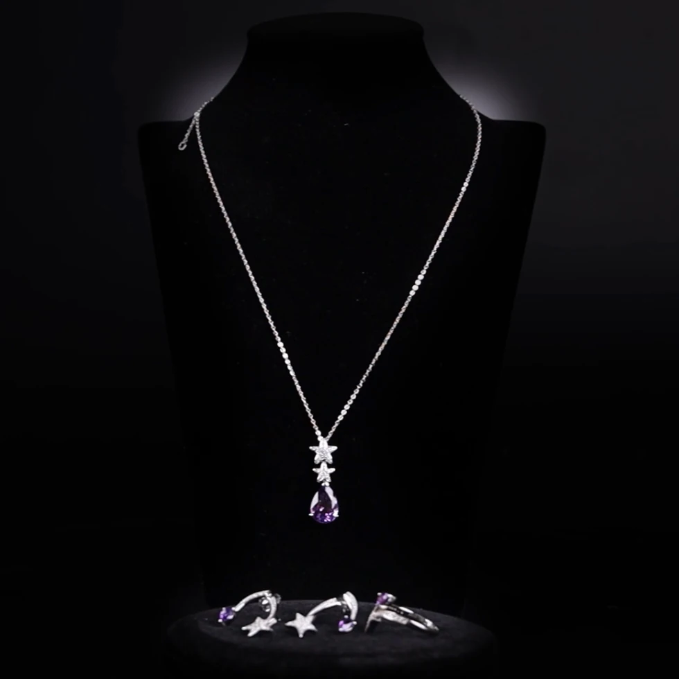 product-BEYALY-Purple Amethyst Star Design China Wholesale 925 Silver Jewelry Set-img