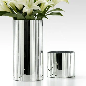 Elegant Wholesale Cheap Large Tall Floor Glass Strips Vases With