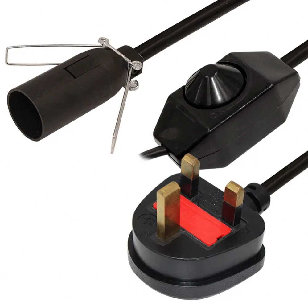 Salt Lamp Set Cable H03vvh2-F 0.75Mm Wires Inline Button On/Off UK E27 Pendant Light Lead Cord