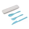 Wholesale Natural Wheat Straw 3PCS Travel Flatware Sets Spoon&Fork&knife camping sets