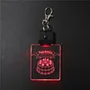 Custom Keychain Logo Birthday Cake Acrylic 3D Led Night Light For Birthday Gifts