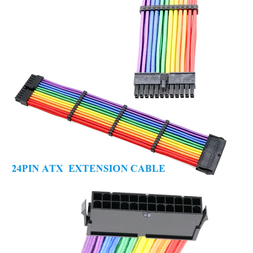 Power Supply Extension Cable Kit Atx 24 4+4 Eps 6+2 Pcie 6 Pcie 18awg