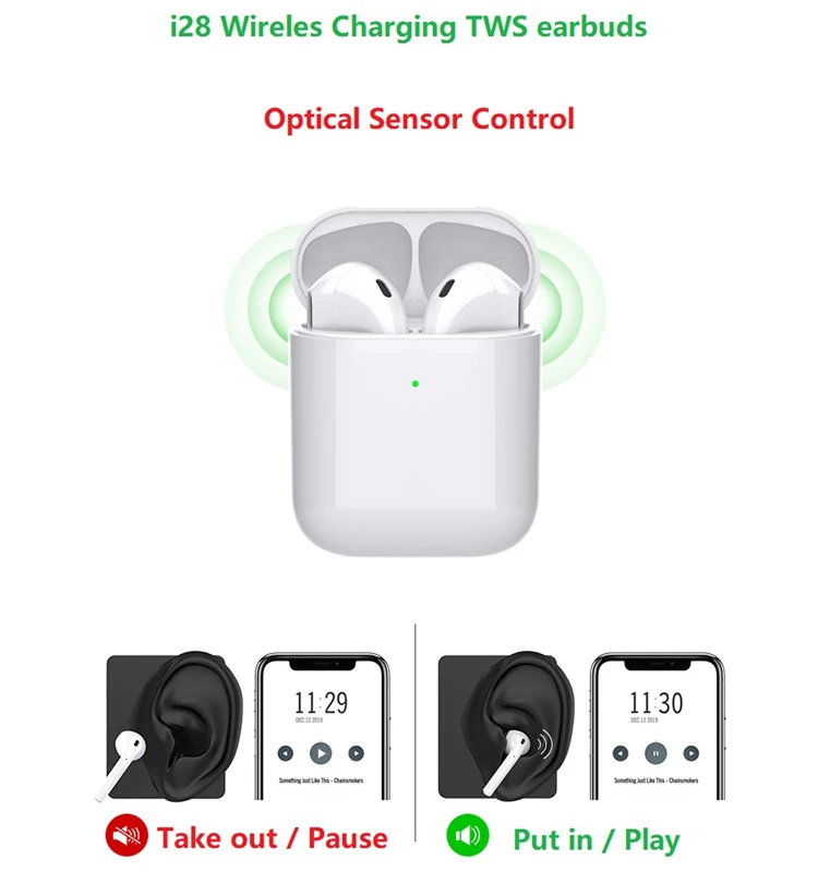 2020 New model Bluetooth 5.0 promotional earphone wireless earbuds smart sensor touch control airpoding tws i28 headphones - ANKUX.COM
