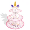One Set Disposable Paper Cake Stand 3 Layers Cake Dessert Tray Party Cake Display Catering Serving Tools