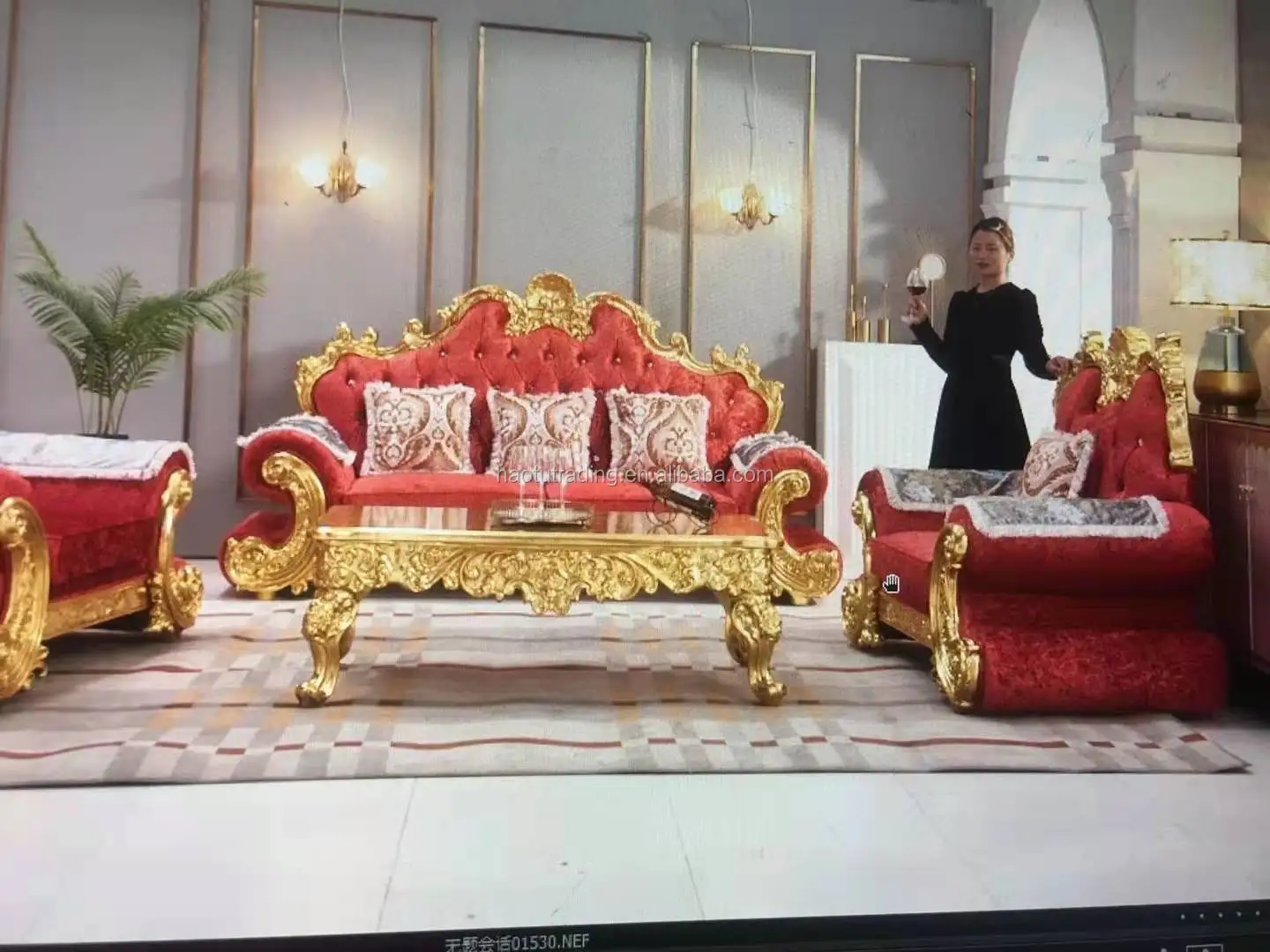 European italian neoclassical antique livingroom furniture wood carved flowers royal luxury sofa set