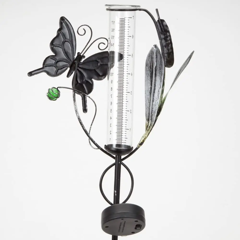 Led Garden Solar Lantern Outdoor Rain Gauge,Solar Butterfly Rain Gauge