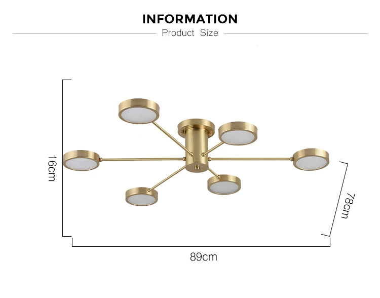 Modern Acrylic Pendant Light Brass Industrial Led Designer Ceiling Chandelier Living Room