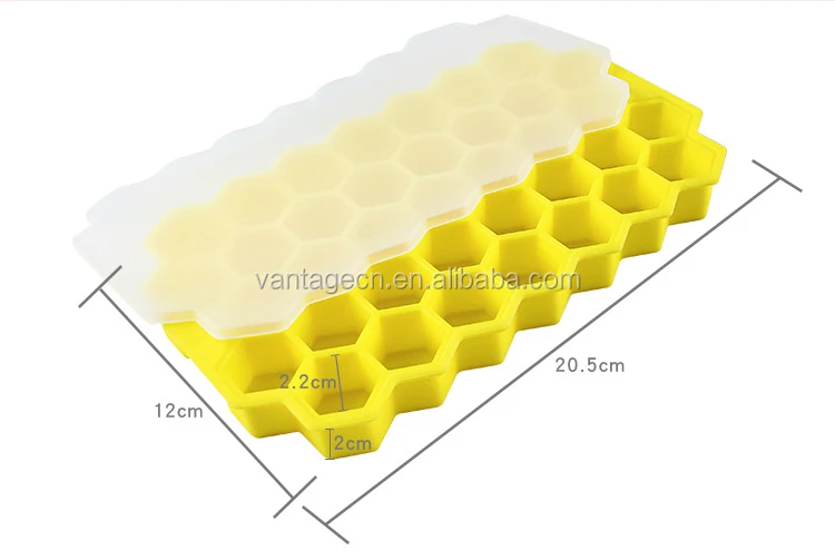 Silicone Ice Cube Tray 37 Cubes Honeycomb Shape Mould for Whiskey 
