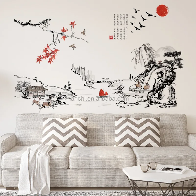 3d赤い日の壁紙家の壁のための自然の風景の壁紙中国の風景画の壁紙壁画リビングルームの装飾 Buy 自然の風景の壁紙用 中国絵画の風景壁紙 風景描画 壁紙壁画 Product On Alibaba Com