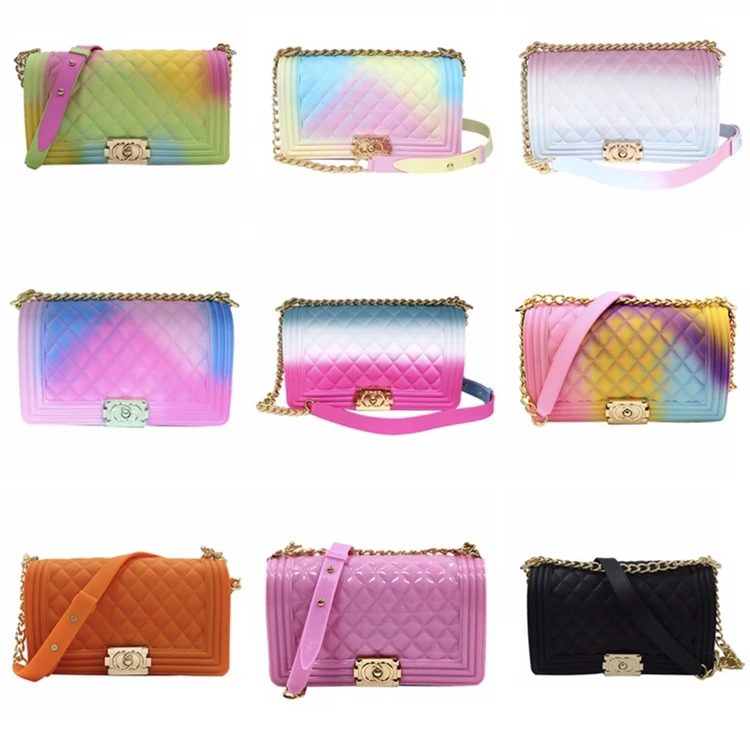 2020 New Arrival Women's purse Hot selling jelly shoulder bag colorful PVC bag jelly  shoulder handbag