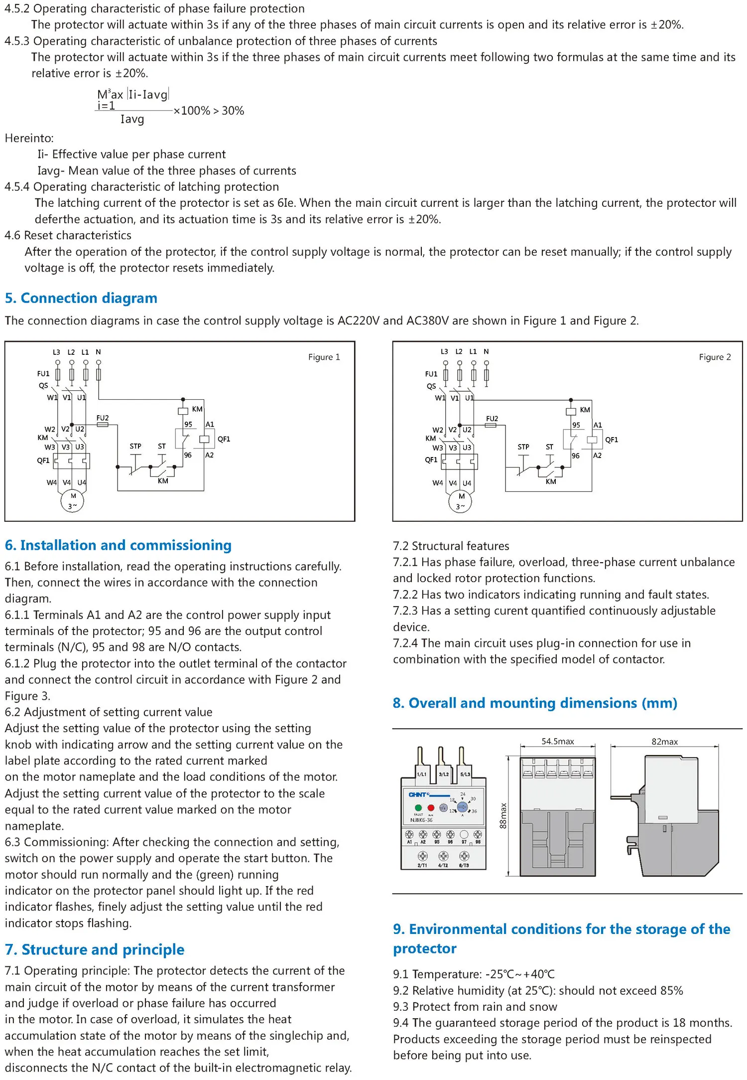 Chint original NJBK6 NJBK6-36 CHNT Overload phase failure 3 phase current unbalance and locked rotor AC Motor Protection Relay