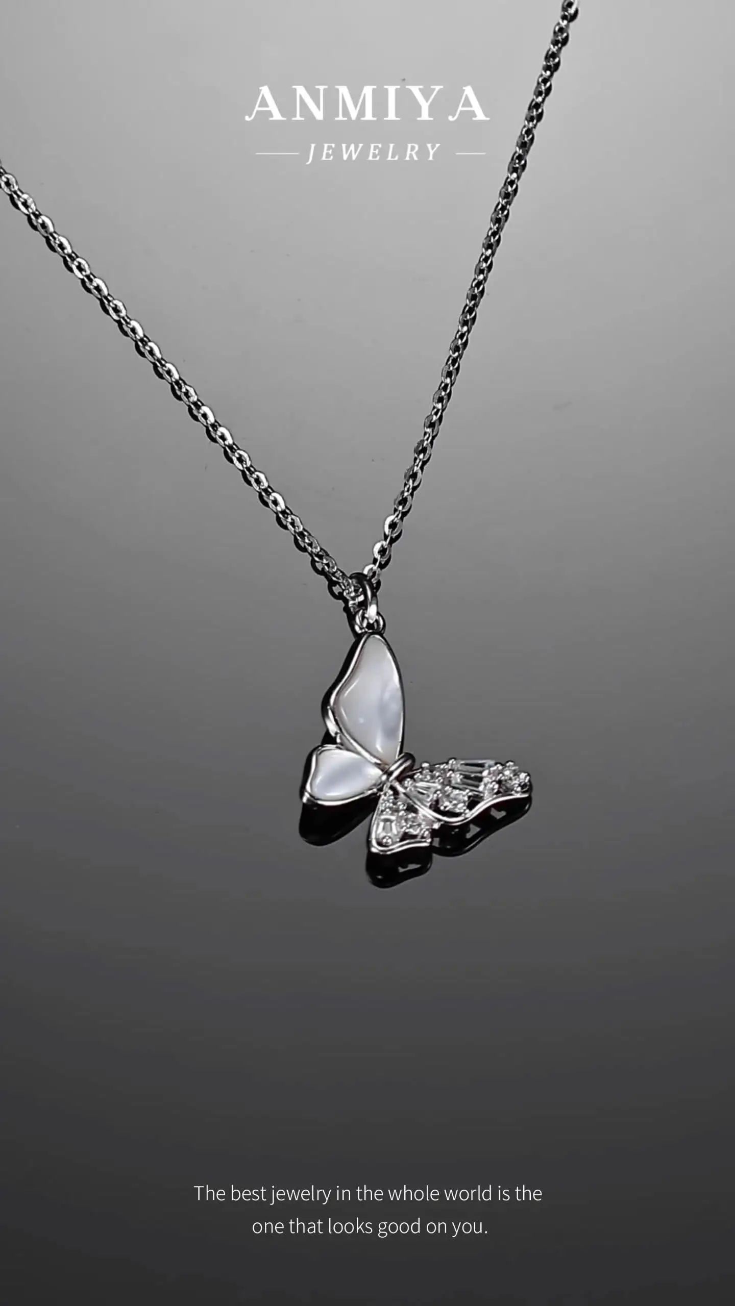 Saruwa2♡ ANMIYA S925 Sterling SIlver Zircon Butterfly Pendant