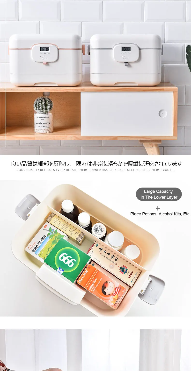 Smart Timing Portable Plastic Medical Kit Case Pill Storage Container First Aid Box For Home Use