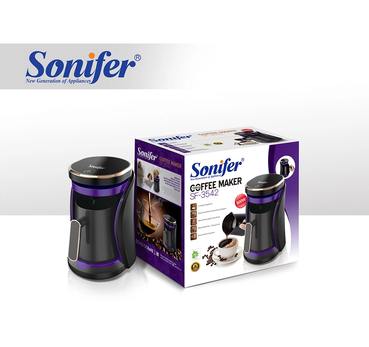 Sonifer Turkish Coffee Maker Trendy High-quality Coffee Pot Warmer SF-3542