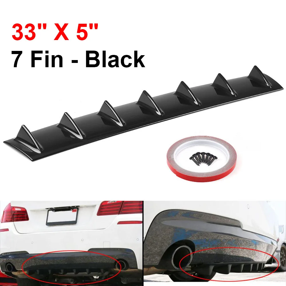 Universal Car Rear Bumper Lip Diffuser 7 Fin Shark Fin Style Carbon Car