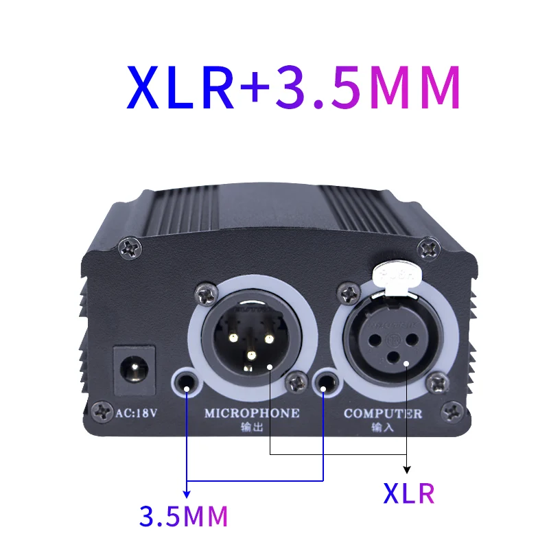 Professional 48v Condenser Microphone Phantom Power Supply For
