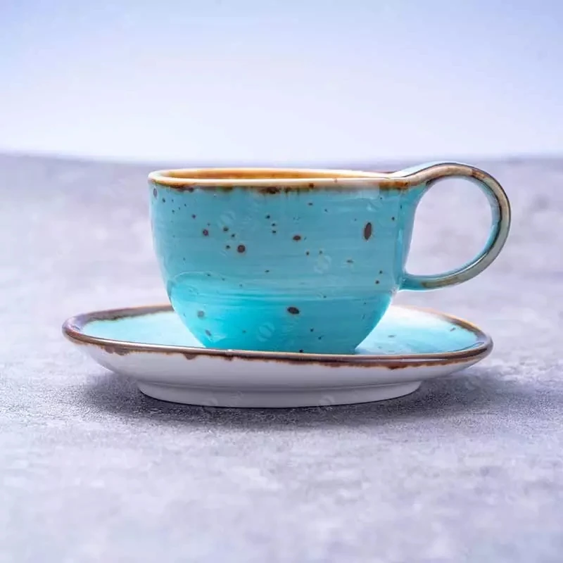 酒店活动宴会用各种颜色的特殊形状彩釉手绘咖啡杯