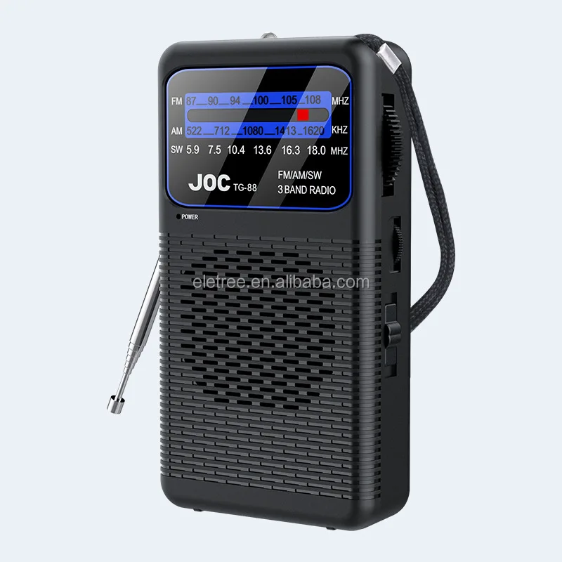 Portable 3 Bands AM SW FM Radio with Flashlight & Buckle - JOC TG