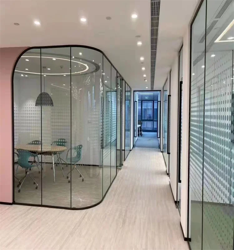 product 26mm slim aluminum frame single glass office partition for hospitals schools and office buildings-3