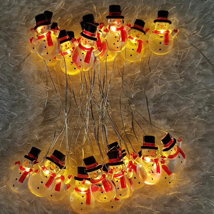 2020 Decorative Christmas Santa Man Cute 25L snowman battery copper LED light for home decor