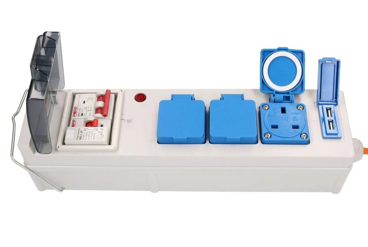 Caravan Camping 5 In 1 Mobile Mains Power Supply Unit With 2 Usb Ports