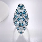 Luxury Custom natural blue Topaz Gemstone 925 sterling silver rings women fine jewelry