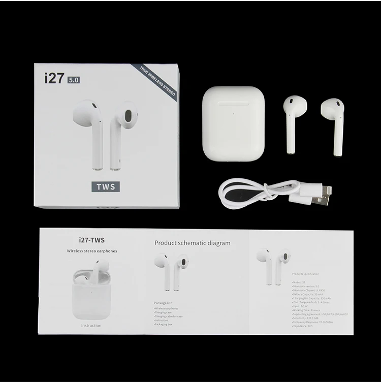 Sports Mini i27 TWS True Wireless Blue tooth Stereo Headset i9s Earphone With Charging Box - ANKUX.COM