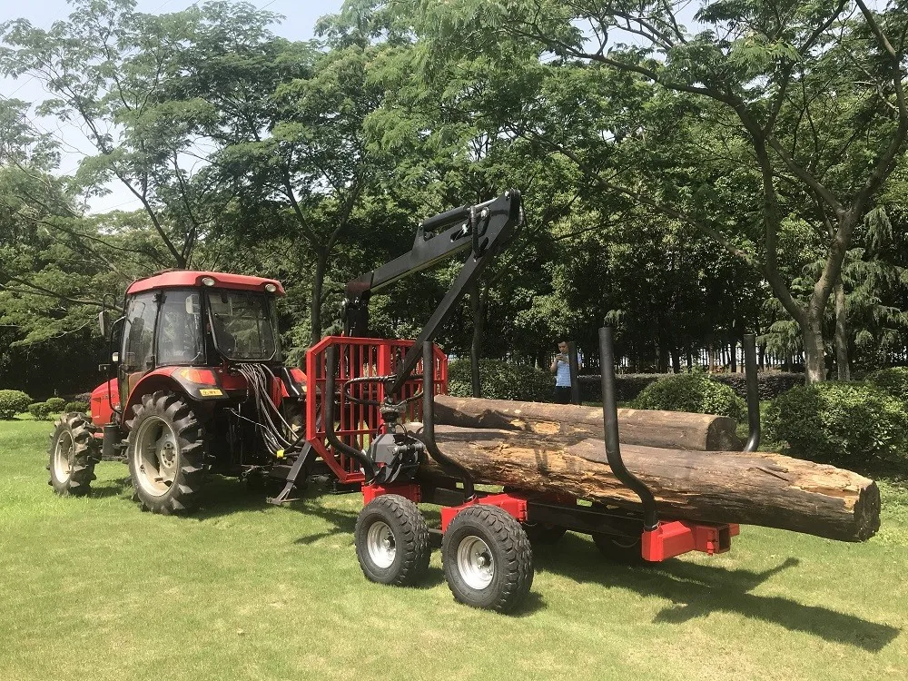 Forestry Machinery Grapple Log Trailer With Crane 6 Tons Log Timber ...