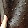 Recycled Coffee Color Embossed Pattern Pvc Pu Ostrich Skin Synthetic Artificial Faux Pu Pvc Leather For Furniture