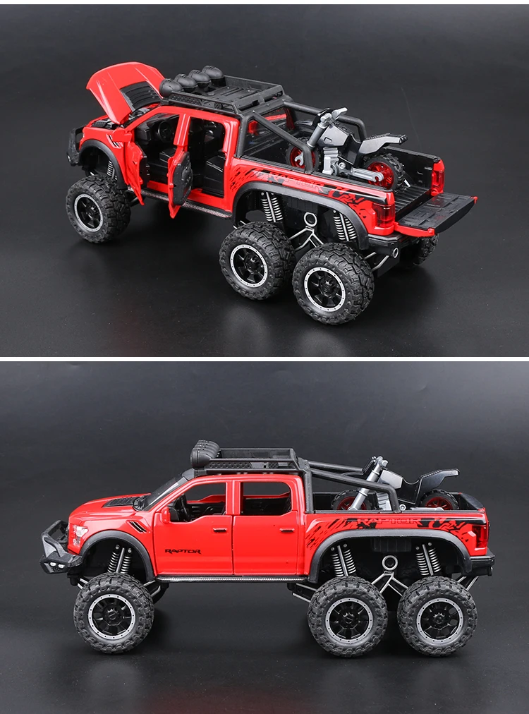 1:24 Ford Raptor F150 Die Cast Car Model Toy For Kids 22cm Pull Back