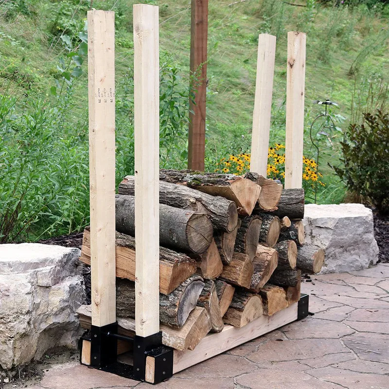 2 Pack Outdoor Wood Storage Fireplace Lumber Pile Holder Firewood