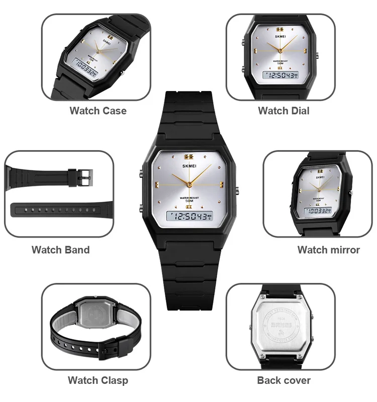 SKMEI 1604 Square Analog Digital Watch description image 4