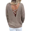 Back Open Crisscross Wrap Custom Cable Knit Sweater Fashion Women